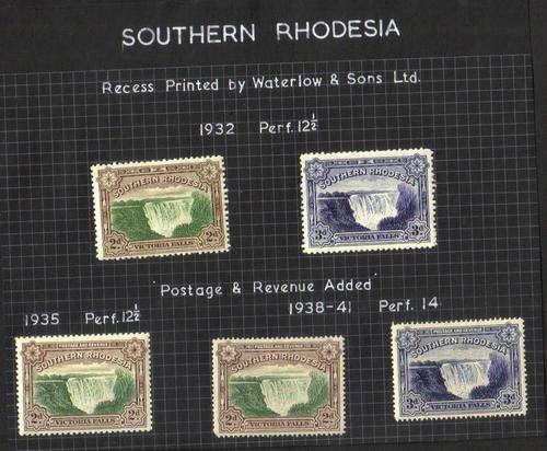 Southern Rhodesia. 5 Mint stamps hinged on paper.