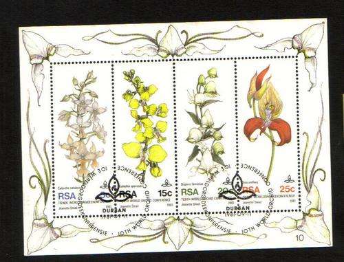 RSA. Miniature sheet. 10th World Orchid Conference. Cancelled not hinged.