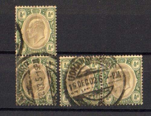 Transvaal. 2 Pairs. Used/hinged