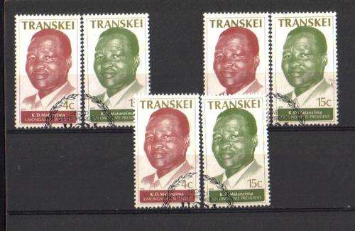 Transkei. 3 Complete sets of 3 stamps each. Used not hinged