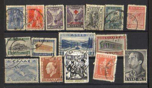 Greece. 16 Stamps. Used some hinged/rust