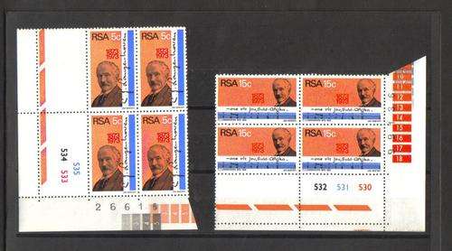 RSA. 2 Control blocks of 4  stamps each. Block 532  531  530 and 535  534  533 (26615 and 99136) MNH