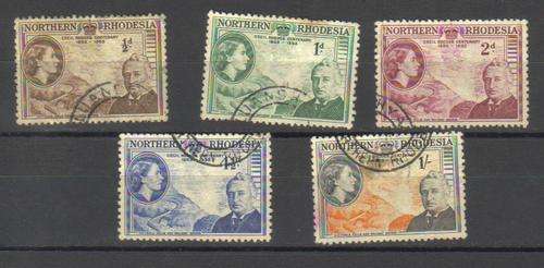 Northern Rhodesia. Group of 5 stamps. Used/hinged/rust