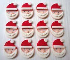 EDIBLE FONDANT SUGAR DECORATIONS - Santa Claus Cupcake Toppers