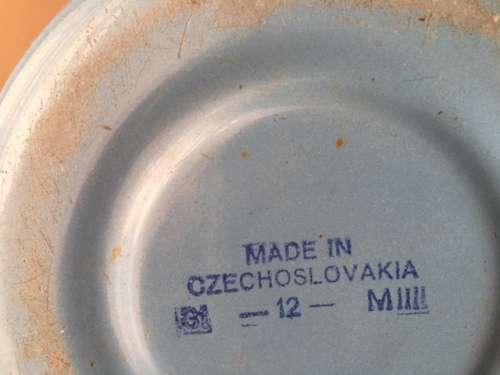 Blue enamel coffee pot with lid (Czechoslovakian)