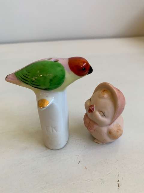 Two utterly adorable little porcelain salt shakers - both for one bid