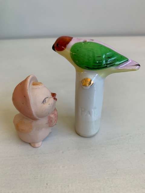 Two utterly adorable little porcelain salt shakers - both for one bid