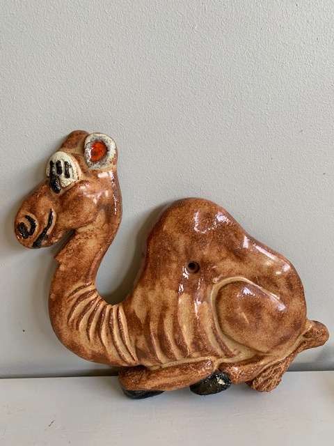 Friendly ceramic camel wall hanging/decoration