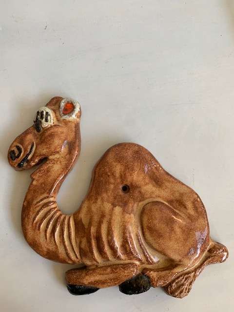 Friendly ceramic camel wall hanging/decoration