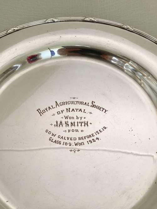 SILVER PLATED TROPHY DISH FOR THE ROYAL AGRICULTURAL SOCIETY OF NATAL