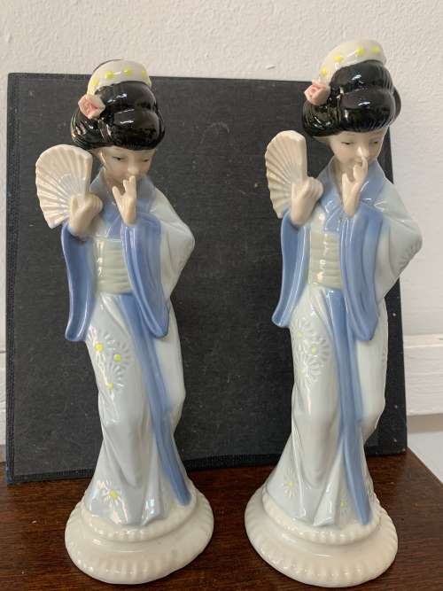 Pair Of Porcelain Geisha Figurines