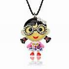 BIG !!! 3D GIRL ELEGANT BIG GLASS BOW KNOT  PENDANT CHAIN