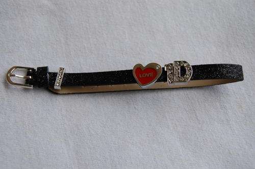 LOVE BRACELET WITH RED ENAMEL HEART AND CRYSTALS