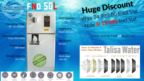 Atmospheric Water Generator. Sustainable Water Solution F50