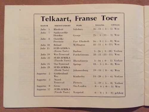 Franse Hane Rugbytoer 1967 French rugby tour to South Africa Sondagstem 40 glossy pages