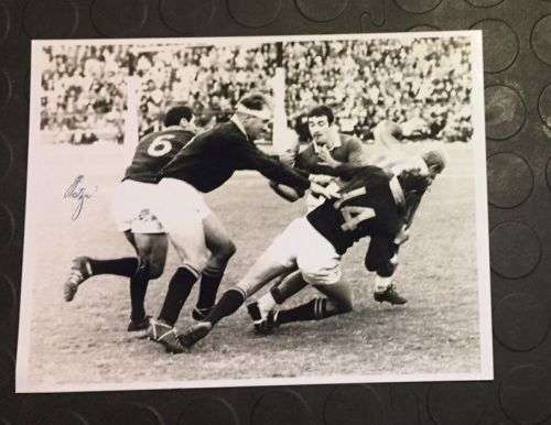 1967 Springboks vs France match photo with Jannie Engelbrecht and Gert Kotze (signed)