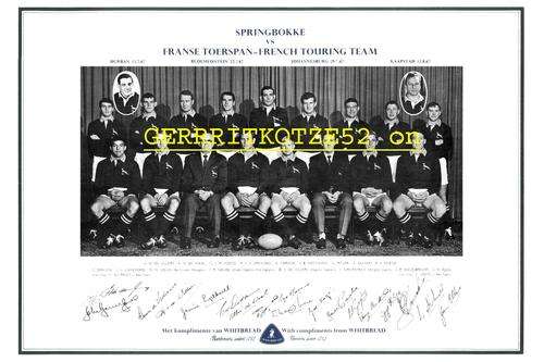 1967 Springboks vs France Glossy Team Photo Signed by players (printed) A3 size
