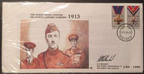 SA Air Force Series Cover nr 40 Signed!! by Lt K Mittendorf VERY RARE "The oldest living aviator"