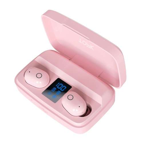 Bluetooth earphones with 2000mAh power bank charger case - Pink