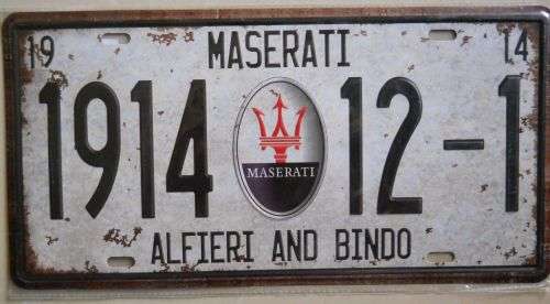 MASERATI  NUMBER PLATE 31X16CM