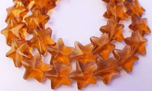 12pc x +/-12mm - Brown Star Glass Beads