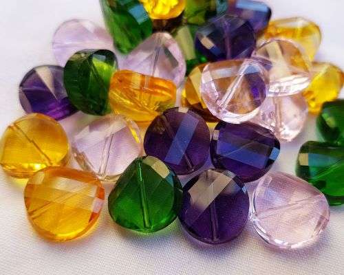 16 x 14mm Mix Flat Round Faceted Glass Beads - 1 Mix Pack