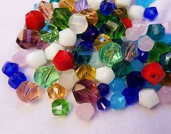 100 x Mix  Hexagon  Glass Beads - 1 Mix Pack