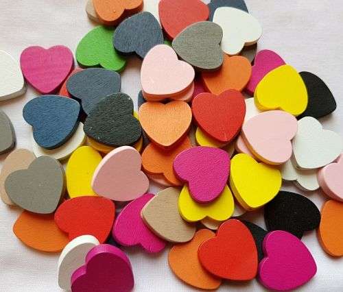 10 x 25mm  Mix Wooden Hearts Beads