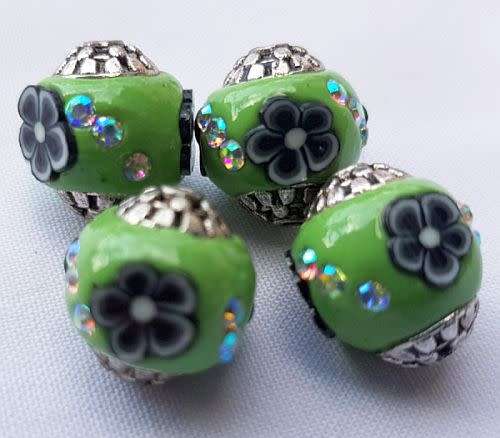 1pc  - 15 mm Light Green Handmade Indonesia Polymer Clay bead - Each