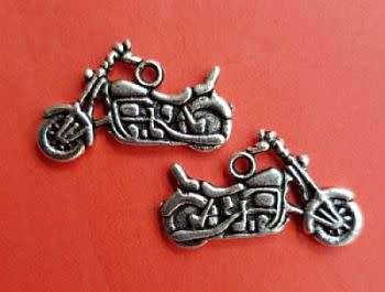 Tibetan Silver  Harley Motorcycle Charm  13x24mm - each