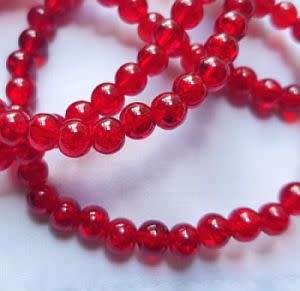 20 x (6mm) Red Crackle Glass  Beads