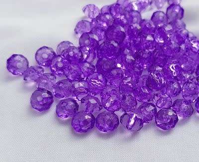 50 x  Purple Faceted Rondelle  Acrylic Beads 6x8mm