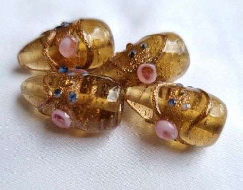 1Pc  x (+/-23 cm) Champagne Drop  Handmade Lampwork Glass  Bead