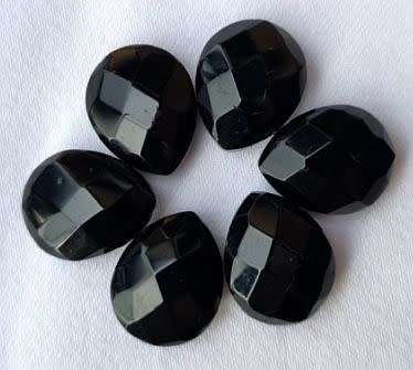 4pc x 15mm Black Drop Faceted Glass Beads - Top Drilled