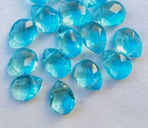 6pc x 12mm Blue Drop Faceted Glass Beads - Top Drilled