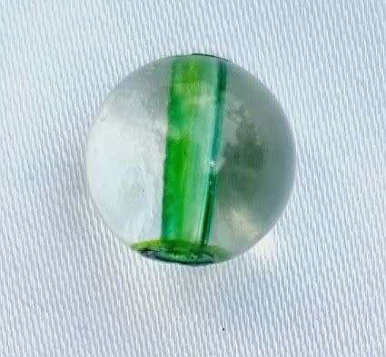 *Clearance Sale*1Pc x 10mm,  Round Clear Glass Bead / Green Core - Each