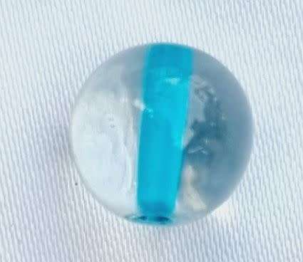 1Pc x 10mm,  Round Clear Glass Bead / Light Blue Core - Each