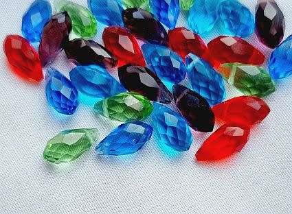 20 pc Mixed Teardrop Faceted Glass Beads  12x6mm - Top Drilled