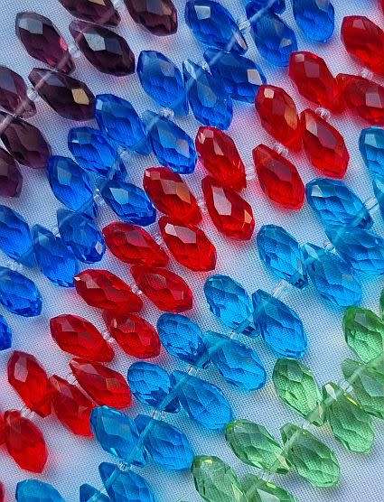 20 pc Mixed Teardrop Faceted Glass Beads  12x6mm - Top Drilled