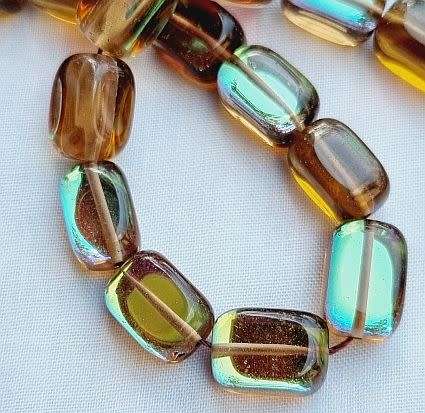 1pc (14x9mm) Brown Imitation Moonstone Glass Bead - Each