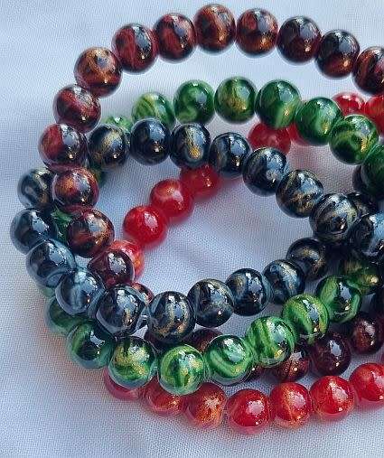 10Pc x 8mm, Mixed / Gold Sand, Round Handmade Lampwork Glass  Bead