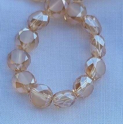 10 pc x 8mm   Champagne Faceted Frosted /  Electroplate Glass Beads