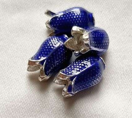 1pc x (11x7mm) Dark Blue Enamel Flower Spacer Bead - Each