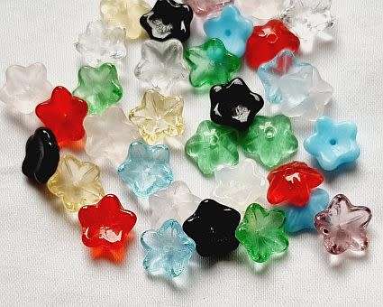 20 pc x 10mm Mixed Flower Glass Beads / Caps - 1 Pack