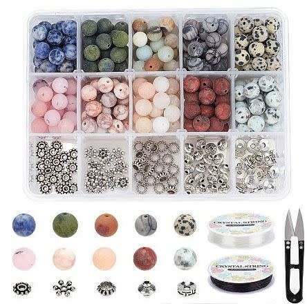 ***DIY***  350+Pcs Frosted Natural Gemstone Stretch Bracelets Making Kit