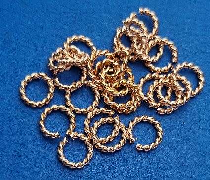 20pc  x 8mm Twisted Rose Gold Tone Open Jump Rings