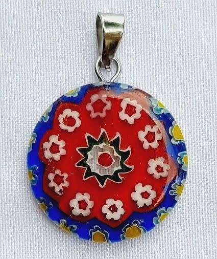 1pc Red Handmade Millefiori  Glass  Pendant  ** Bead Size 20mm