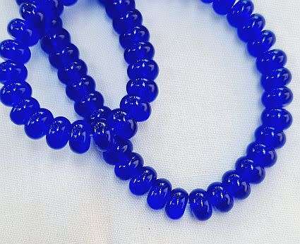 20 pc x (8x4mm) Dark Blue Flat Round Glass Beads -