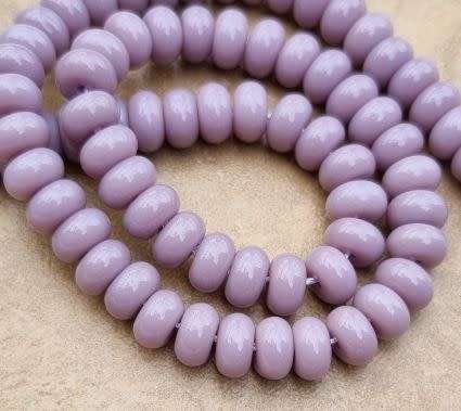 20 pc x (8x4mm) Purple Flat Round Glass Beads -
