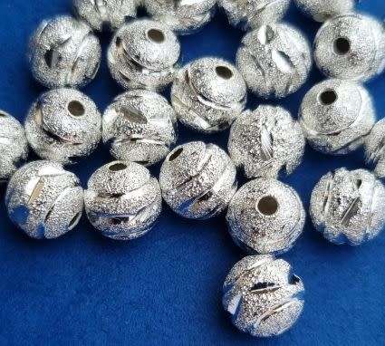 15pc x 8mm Round Silver Tone Spacer Beads